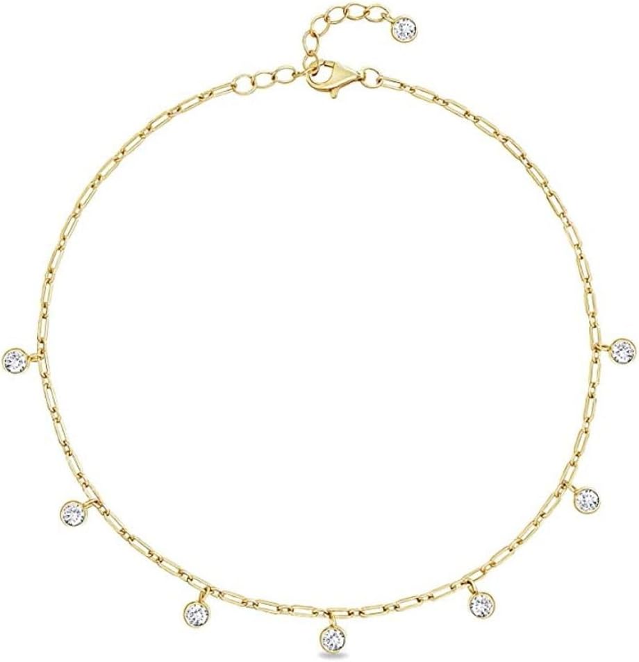 Adabele Grade A 18K Yellow Gold Plated Stainless Steel Round Birthstone Charm Pendant Drop 6mm 10mm Non Tarnish Waterproof For DIY Craft Jewelry Making