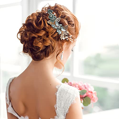 Nuobesty 2 Sets Wedding Hair Comb Rhinestone Bridal Hair Clips Pearl Crystal Bride Hair Accessories Hair Side Comb Clip For Bridal Bridesmaid #TOP5