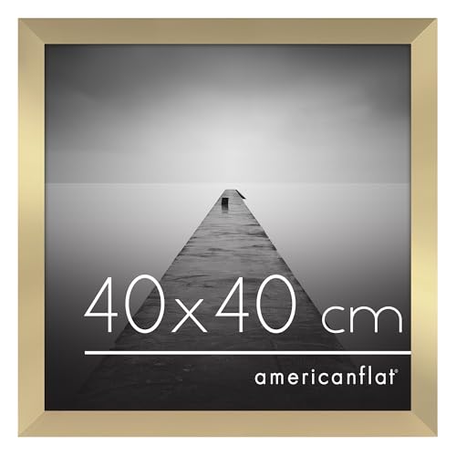 Americanflat Bilderrahmen 40x40 cm in Gold - 40x40 cm Rahmen mit Plexiglas-Abdeckung und Aufhängevorrichtung für Horizontale oder Vertikale Wandanzeige