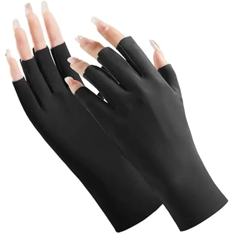 Meitawilltion Anti UV Glove for Gel Nail Lamp, UV Protective Sleeves Glove for Gel Manicures,Skin Care Fingerless Gloves for UV lamp Black Cover