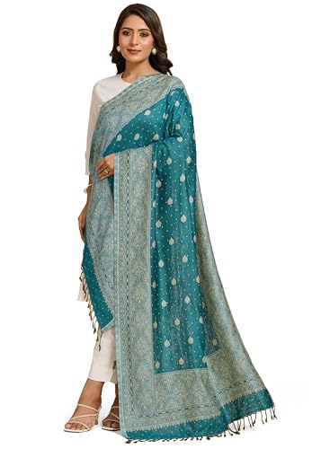 Weavers Villa Women's Soft Viscose Rayon Scarf, Scarves, Stoles (GREEN), 70cm X 200cm