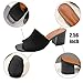 OXNEUHG Women's Knit Peep Toe Chunky Heeled Sandals Fashion Square Open Toe Slip On Block Heel Mules Summer Casual Breathable Slides Sandal (Black,9)