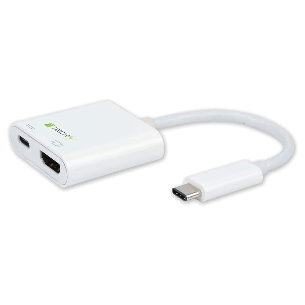 Techly IADAP-USB31-HU31 adaptador de cable USB type C HDMI/USB C Blanco - Adaptador para cable (USB type C, HDMI/USB C, Male connector / Female connector, 0,15 m, Blanco)