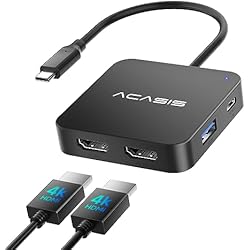 Doble Pantalla Hdmi Hub USB C,6 en 1 Adaptador USB C a HDMI con 4K HDMI,Doble HDMI 4k,1 PD 100W, 2 USB A 3.0 Puerto, 1 USB C Hub 3.0, Compatible con MacBook Pro/Air, Laptop and USB C Devices USB C Dongle