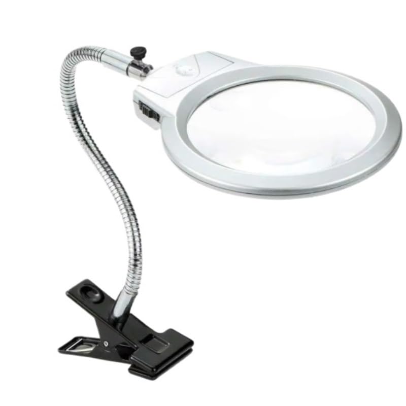 Lámpara de aumento plegable iluminada ajustable de 360 grados, lente 2 x 5X