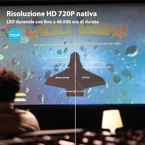 Technaxx Mini-Led Hd Proiettore – Videoproiettore Portatile Con Risoluzione Hd 720P, Schermo 176", Led 40.000H, Hdmi/Usb/Vga/Av/Microsd – Ideale Per Home Cinema, Giochi E Presentazioni - TX-127 - 4
