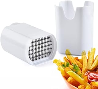 Vegetable Cutter French Fry Cutter Dicer Multifunctional Potato Chipper Stainless Steel Blades 3 Removable Parts Food Chopper Vegetable Fruit Slicer Kitchen Gadgets Home Accessories White (Pack of 1)