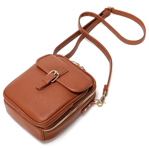 Small Crossbody Bags for Women Vegan Leather Messenger Purses, Vintage Wallet Anti Theft Shoulder Handbags with Card Slots (Brown) by Pelimoo - Used condition - Image 7