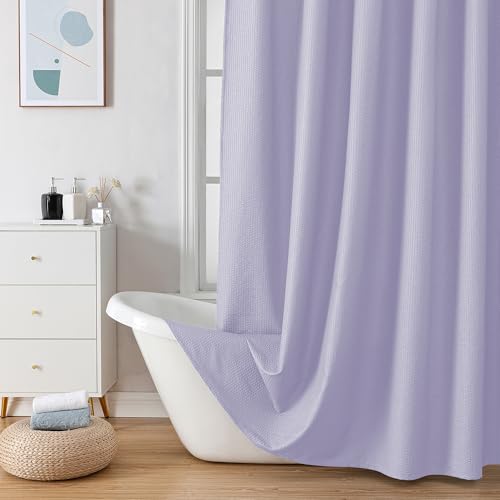 OVZME Lavender Stall Fabric Shower Curtain 36 x 72 Inch, Soft Waffle Small Shower Curtain for Bathroom with Texture for Narrow Stall Size, Machine Washable Water Resistance, Hotel Style