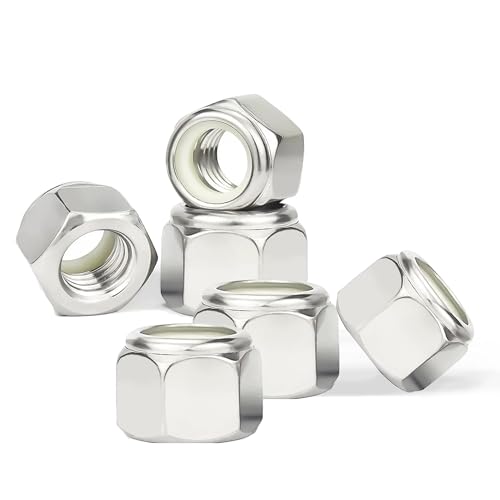 10 Pcs 7/16″-14 Inch Lock Nuts, SAE 304 (A2-70) Stainless Steel Nylon Insert Locknuts, Standard Inch Thread Nylock Nuts, Hex Lock Hardware Nuts, Reusable Anti-Loose Corrosion Resistant
