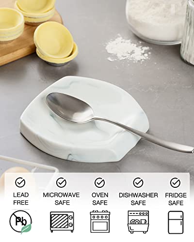 Getstar Ceramic Spoon Rest For Stove Top, Large Spoon Holder For Kitchen Counter, Dishwasher Safe, Marble Decor Finish #TOP4