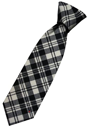 Cravate en Laine Homme Scott Black and White Ancient Tartan Tissée en Écosse