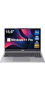 Coolby Win11 Laptop, 15.6 inch 1920x1080 IPS Display, 16GB DDR5 RAM / 512GB NVMe SSD Laptop Compu...