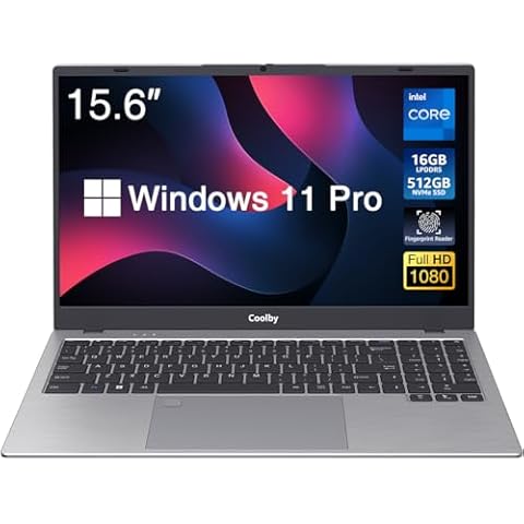 Coolby Win11 Laptop, 15.6 inch 1920x1080 IPS Display, 16GB DDR5 RAM / 512GB NVMe SSD Laptop Computer, Intel N100 Notebook PC, Support Type-c Charging, WiFi 6, BT, Gigabit Ethernet, Full Size Keyboard Cover