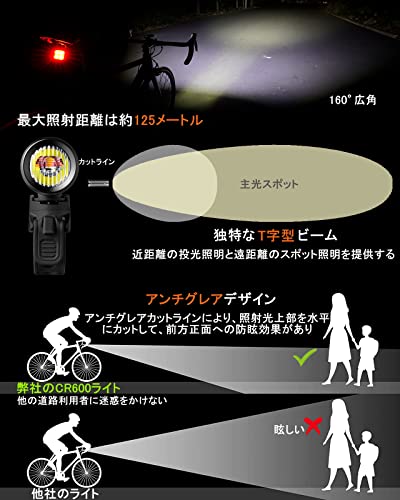 RAVEMEN CR600 自転車 ライト 自転車用ライト ロードバイク 