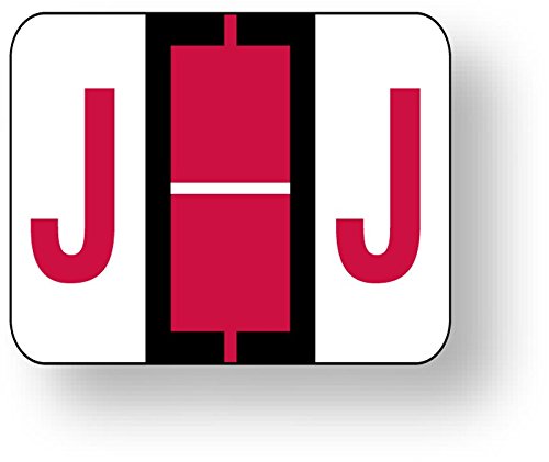 United Ad Label Alpha File Folder Label BCCR Compatible, 1-1/4" x 1", Red - 500 Label Per Roll