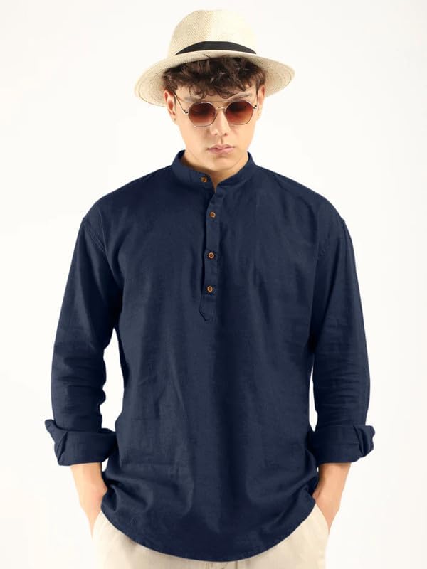 Image of ROYALSCOUT Men's Cotton Blend Full Sleeve Kurta Shirts Pack of 1 Designed for Festive Moments, Cultural Functions, or Casual Gatherings