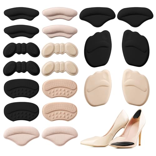 Halinuia 20 Pcs Coussinet Talon Chaussure 10 Styles Antidérapants Coussinet Chaussure Trop Grande Auto Adhésif Semelle Talon Coussinets Plantaires et pour Talons pour Protecteur de Soins des Pieds