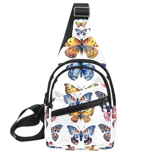 Sac à dos à bandoulière papillon multicolore pour le sport et voyage