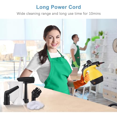 Docreate Handheld Steam Cleaner, Steamer for Cleaning, Multipurpose Portable Steam Cleaners for Home Use with Safety Lock and 9 PCS Accessory Kit to Remove Grime (Yellow) by Docreate - Image 7