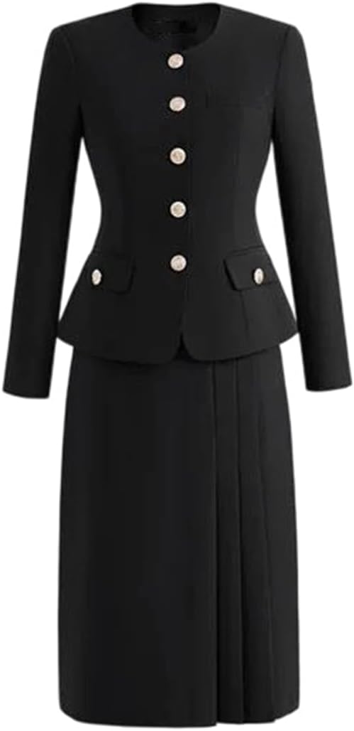 Women’S Office Skirt Two Piece Set Elegant Slim Fit Long Sleeve Blazer and Half Skirt Suits Business Suits