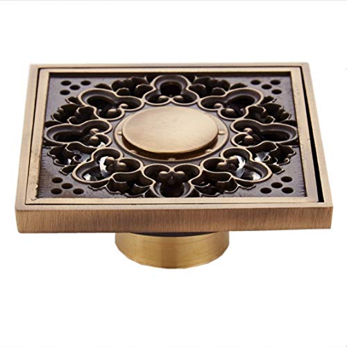 Siphon de sol en laiton robuste 10 x 10 cm au design vintage