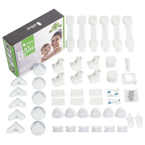 Baitiny Baby Proof Kit, 44 Packs Child Safety Essentials Set - Invisible Magnetic Cabinet Locks, Corner Guards, Outlet Covers - All-in-one Super Value Baby Proofing Kit