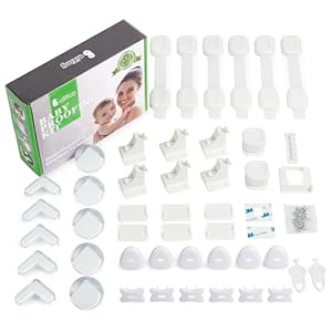 Baby Proof Kit, 44 Packs Child Safety Essentials Set – Invisible Magnetic Cabinet Locks, Corner Guards, Outlet Covers – All-in-one Super Value Baby Proofing Kit
