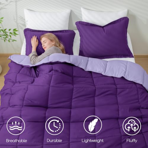 Image of HIG 3pc Purple Twin /Twin XL Bedding Comforter Set Duvet Insert Blanket