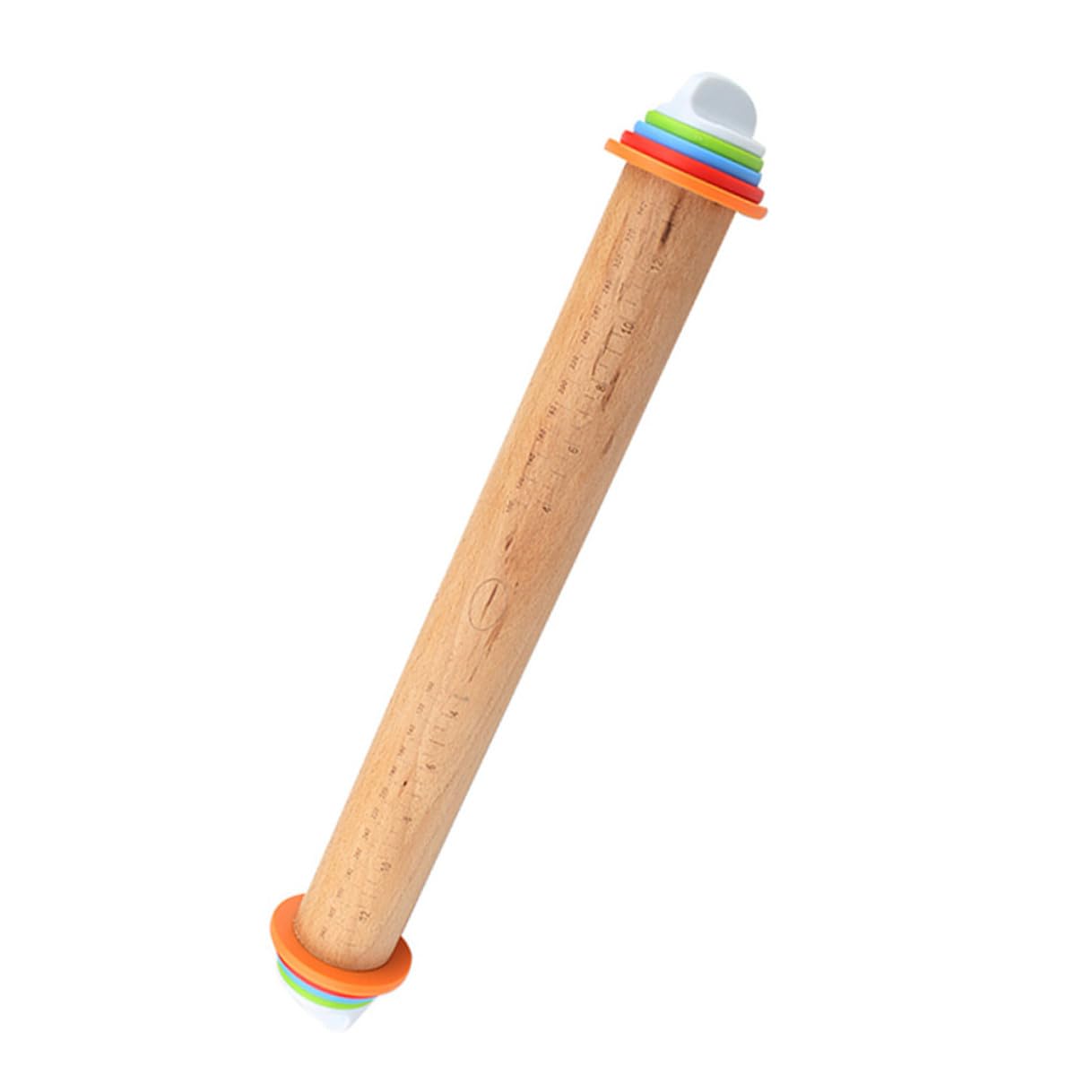 Rodillo de Madera de Haya con Escala de Grosor Ajustable y Discos Removibles para Amasar Pasteles y Fideos Caseros de Forma Precisa y Cómoda