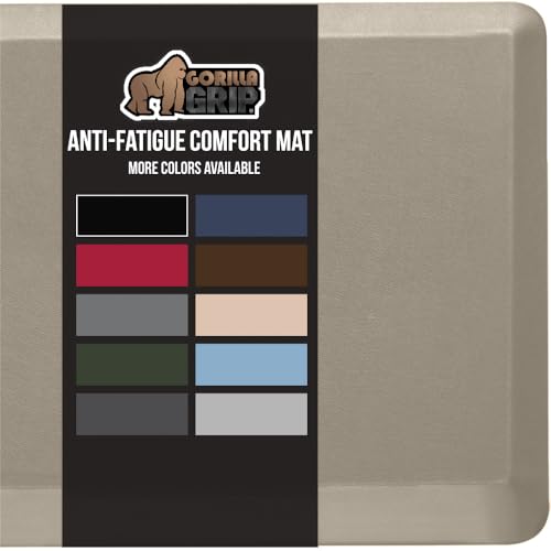 Image of GORILLA GRIP Comfortable Cushioned Kitchen Mats for Floor, Waterproof and Stain Resistant Soft Top, 3 /4 Inch Thick Ergonomic Standing Desk Anti Fatigue Mat, Foam Supports Ankles, Feet, 20x32, Toffee