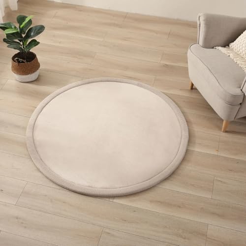 Hakuna Matte Wolkenweiche Spielmatte Baby 120x120x2,5cm, beige – Teppich für Kinderzimmer mit hochwertigem Memory-Schaum – Krabbelmatte Baby mit Rutschfester Unterseite – Krabbeldecke, Tatami Matte