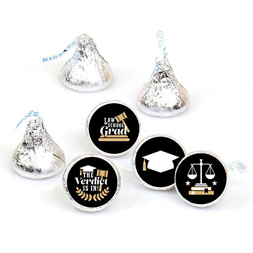 Big Dot of Happiness Law School Grad - Future Lawyer Graduation Party Round Candy Sticker Favors - Labels Fit Chocolate Candy (1 sheet of 108)