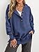 PRETTYGARDEN Womens Fashion 2025 Oversized Long Sleeve Hoodie Button Down V Neck Sweatshirt Side Slit Casual Pullover Tops(Blue,Large)