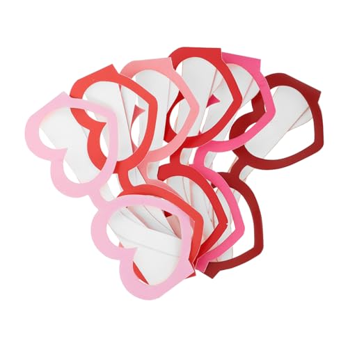 SHERCHPRY Festive Pink Bachelorette 6 Pcs 3d Heart Paper Glasses Valentine's Day Photo Booth Props