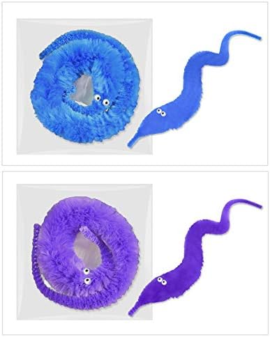 WENFENG 30PCS Magic Worm Toys,Worm on a String,Cat Toys,Worm Trick Toys,Wiggly Twisty Fuzzy Worm for Party Supplies(6 Color)