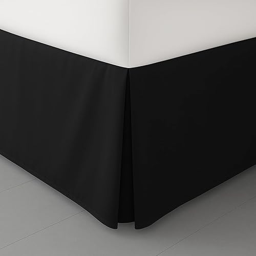 LUX Décor - Faldas de cama de tamaño individual de 16 pulgadas de caída, falda de cama plisada de microfibra cepillada (negro)