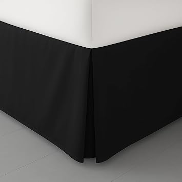 LUX Decor King Bed Skirt 16 Inch Drop - Brushed Microfiber Pleated Bed Skirt - Easy Fit, Wrinkle & Fade Resistant King, Black