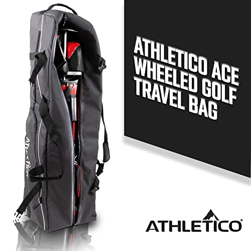 Athletico Ace Wheeled Golf Travel Bag - Heavy Duty Padded Golf Travel Bags With Wheels - Soft-Sided Golf Club Travel Cover Protects Clubs - Waterproof Golf Bag Travel Case - Universal Size #TOP27