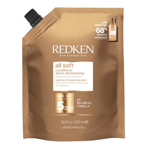 Redken All Soft Conditioner - Moisturizes & Hydrates Dry Brittle Hair Softens Smooths & Adds Hair Shine Conditioner & Detangler Refill