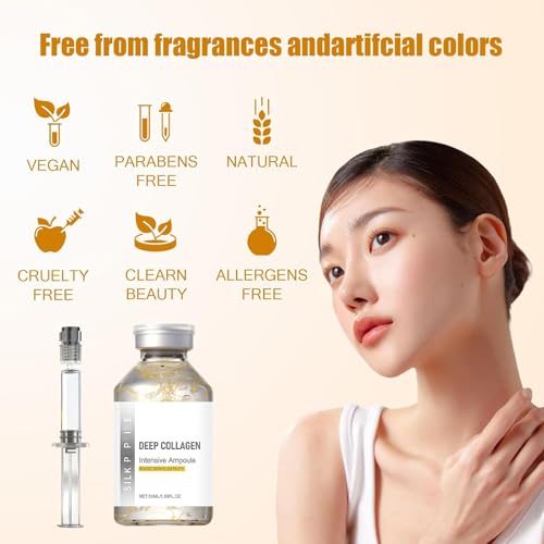 EHAUTO Collagen Silk Peptide Intensive Lifting Ampoule – Facial Serum with Deep Collagen & Silk Peptides, Firming, Hydrating & Smoothing Anti-Aging Serum for Face