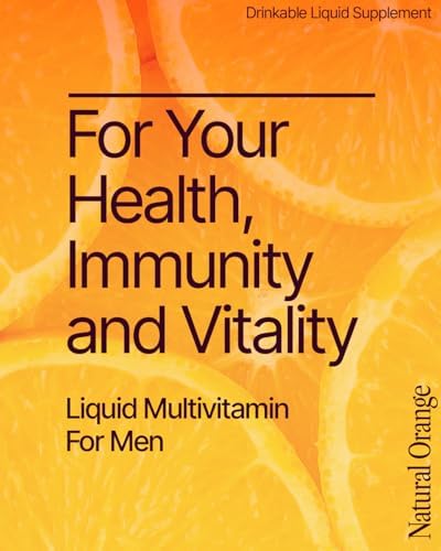 BeMe Be Vitalized Liquid Multivitamin for Men - Daily Liquid Vitamins & Minerals, A, B-Complex, C, D, E, K, Calcium, Zinc, Magnesium, Men's Health & Wellness Supplement Drink - 15 Sachets, Orange 1