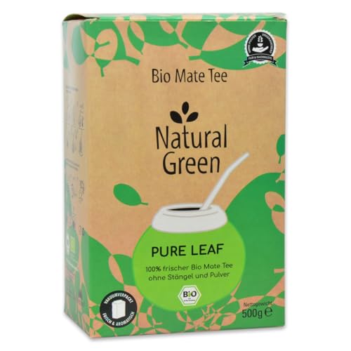 Delicatino - Natürliches Grün PURE LEAF 500g, Organische Yerba Mate ohne Stängel, frisch und rauchfrei, Ökologischer Anbau, Vakuumverpackt für maximale Frische