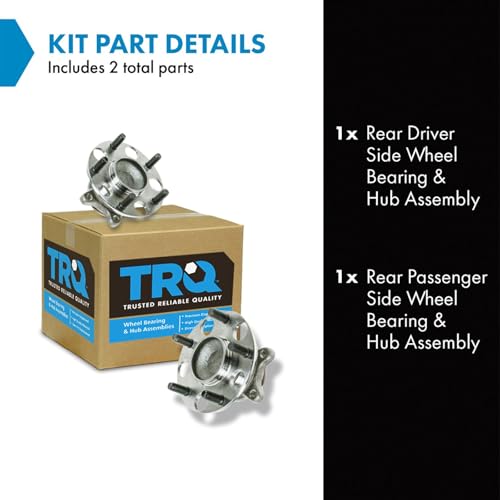 Image of TRQ Rear Left and Right Wheel Bearing and Hub Assembly Set 2 Piece Compatible with 2006-2011 Honda Civic EX LX DX SI 2009-2010 Civic EX-L 2009 LX-S 2011 LX-S