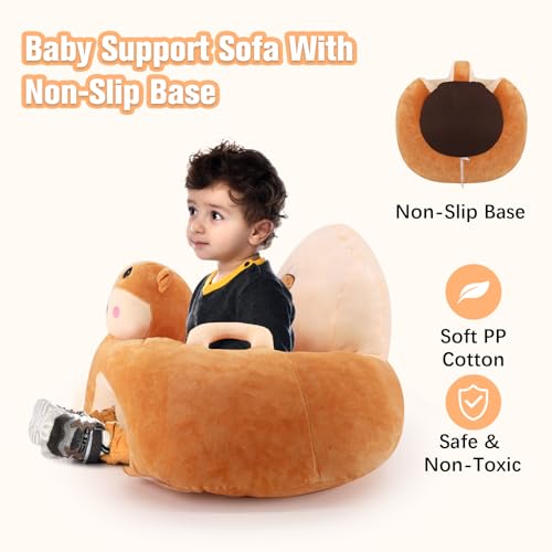 vocheer Sit Me Up Floor Seat for Baby Chair for Sitting Up Support Seat Sofa Plush Animal Shaped Baby Learning to Sit Chair for 3-24 Months,PP Cotton Full Filling(Bear) - Thumbnail 6
