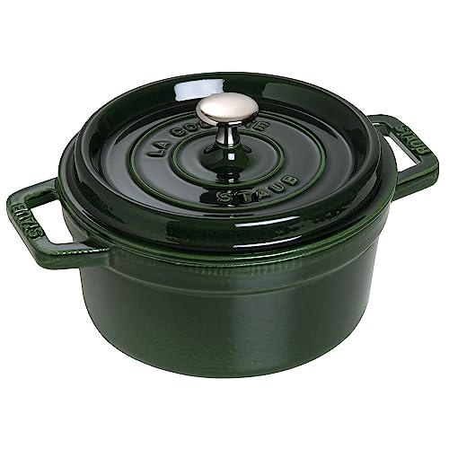 Image of Staub Cast Iron 2.75-qt Round Cocotte - Basil, Made in France