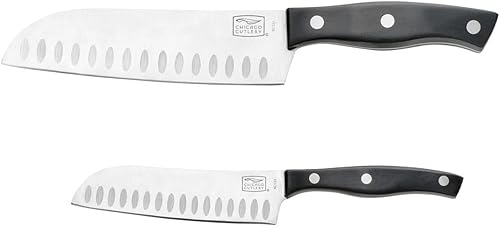 Chicago Cutlery Ellsworth - Juego de cuchillos de 2 piezas con agarre guiado, cuchillas de acero inoxidable y asas ergonómicas para la cocina del
