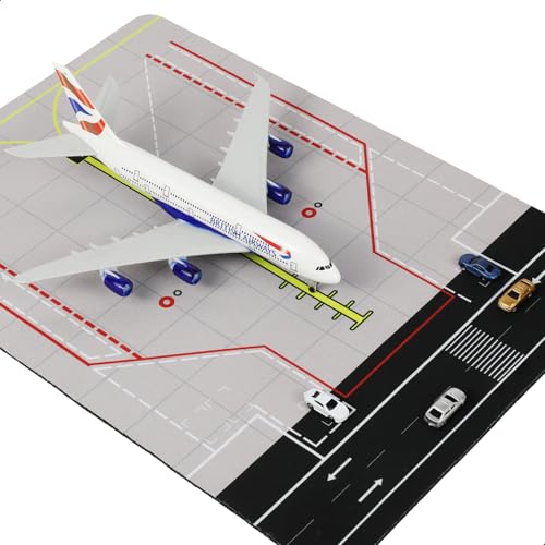 Maquette avion British A380 métal avec tapis d'aéroport premium haute densité