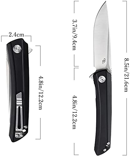 Eafegrow Ch3002-G10 Folding Camping Knives 3.7 Inch D2 Blade And G10 Handle Pocket Knives Outdoor Hunting Knife Tactical Folding Knives (Black) #TOP1