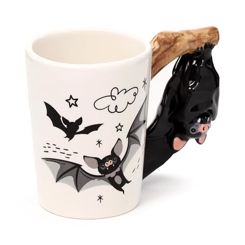Puckator - Puckator Bat Ceramic Shaped Handle Mug - Funny Home Accessories - Cute Gifts for Girlfriend - Large Mugs for Men Women Hot Drinks - Cute Cups Presents - Secret Santa Gift - Cup Set